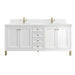 Chicago 72" Double Vanity Glossy White With Single Hole Faucet White Zeus Silestone Top Backsplash