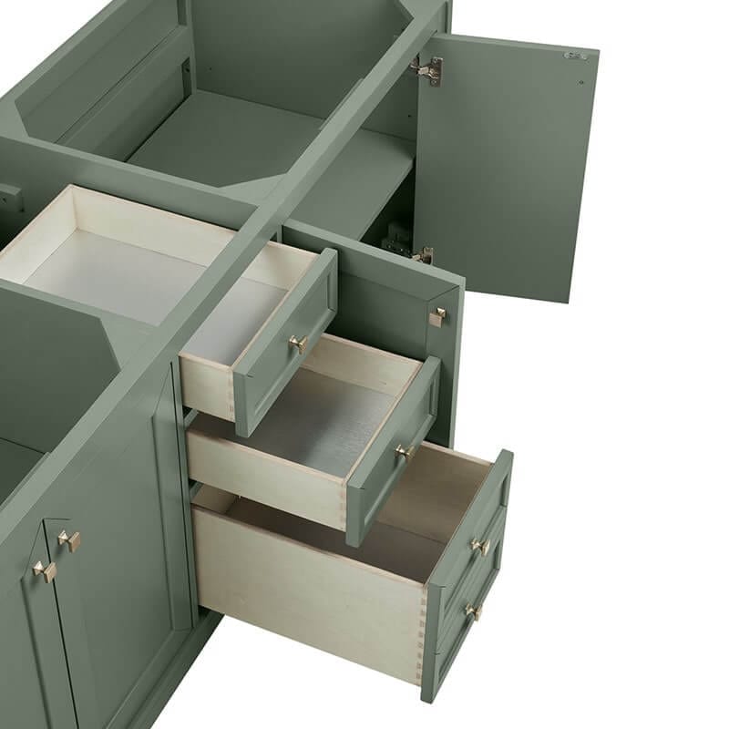 Chicago 72" Double Vanity Smokey Celadon Open Drawer