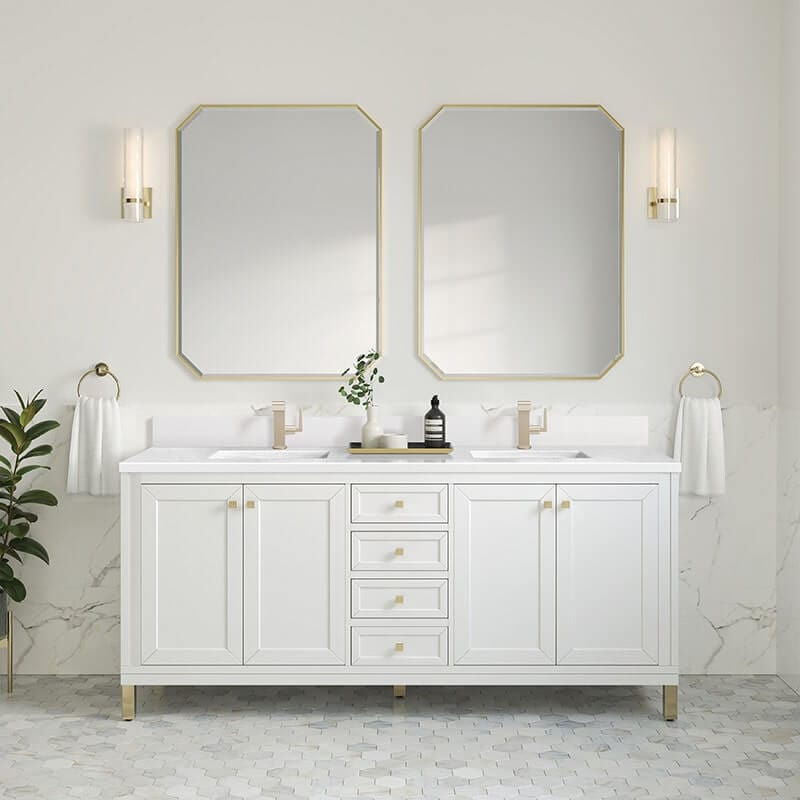 Chicago 72 Inch Double Vanity Glossy White Front View
