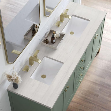 Chicago 72 Inch Double Vanity Smokey Celadon With Arctic Fall Solid Surface Top