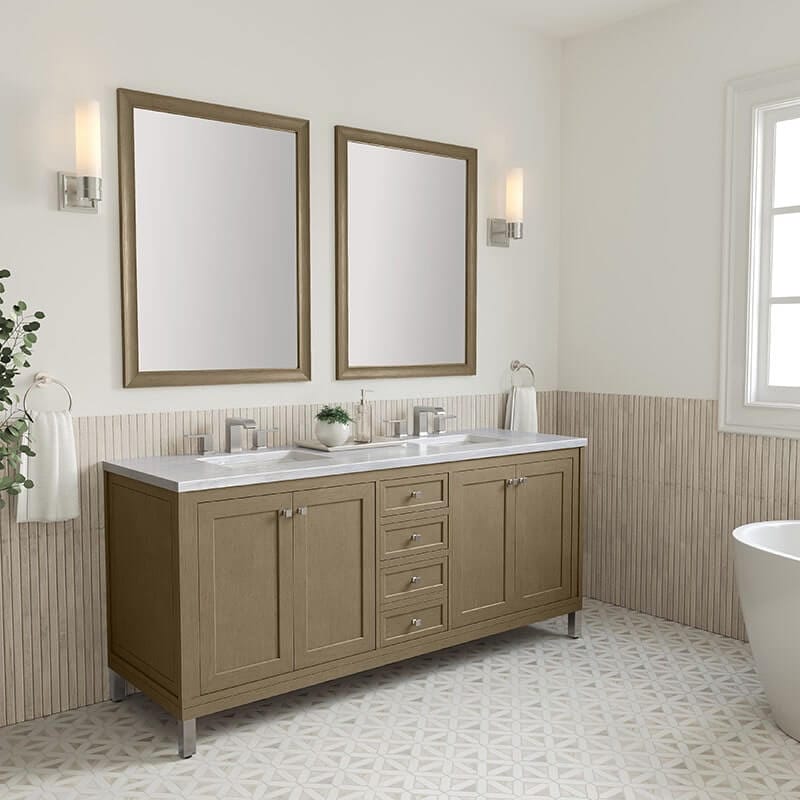 Chicago 72 Inch Double Whitewashed Walnut Corner View