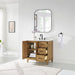 Clara 36 inch Single Bathroom Vanity with Top Weathered Brown Open Drawer