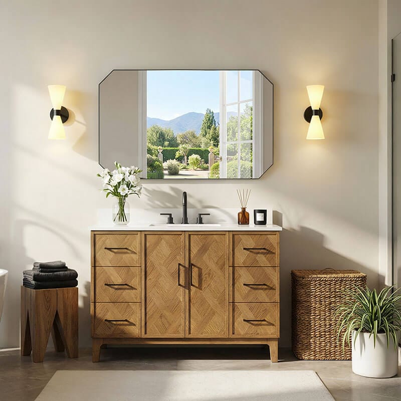 Clara 48 Single Bathroom Vanity with Top Weathered Brown Front View