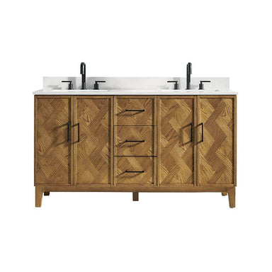 Clara 60 Double Bathroom Vanity with Top Weathered Brown Front View