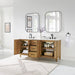 Clara 72 inch Double Bathroom Vanity with Top Weathered Brown Open Drawer