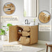 Clayton 36 Single Bathroom Vanity with Top Washed Light Brown Power Outlets