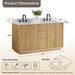 Clayton 60 Double Bathroom Vanity with Top Washed Light Brown Dimension