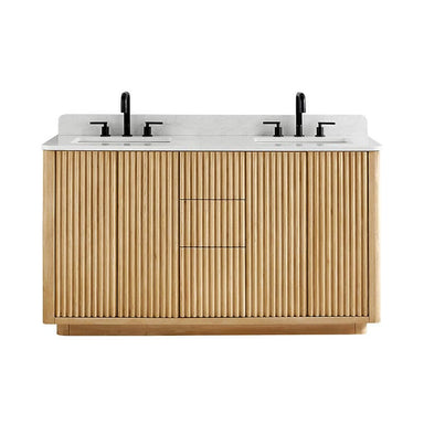Clayton 60 Double Bathroom Vanity with Top Washed Light Brown Front View