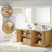 Clayton 72 inch Double Bathroom Vanity with Top Washed Light Brown Open Drawer