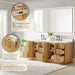 Clayton 84 inch Double Bathroom Vanity with Top Washed Light Brown Open Drawer