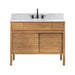 Colbie 42 inch Single Sink Teak Bathroom Vanity Natural Teak in Carrara White Marble Freestanding
