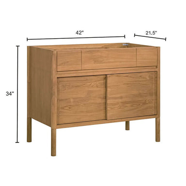 Colbie 42 inch Single Sink Teak Bathroom Vanity with Dual Mount Option Natural Teak Cabinet Only  Dimension