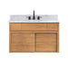Colbie 42 inch Single Sink Teak Bathroom Vanity with Dual Mount Option Natural Teak in Carrara White Marble Floating
