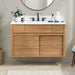 Colbie 42 Single Sink Teak Bathroom Vanity Natural Teak in White Engineered Stone Floating Front View