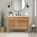Colbie 42 Single Sink Teak Bathroom Vanity with Dual Mount Option Natural Teak in Carrara White Marble Freestanding