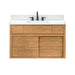 Colbie 42 Single Sink Teak Bathroom Vanity with Dual Mount Option Natural Teak in White Engineered Stone Floating