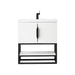 Columbia 31.5 Inch Single Vanity in Glossy White Matte Black With White Zeus Silestone Top