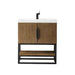 Columbia 31.5 Inch Single Vanity in Latte Oak Matte Black With White Zeus Silestone Top