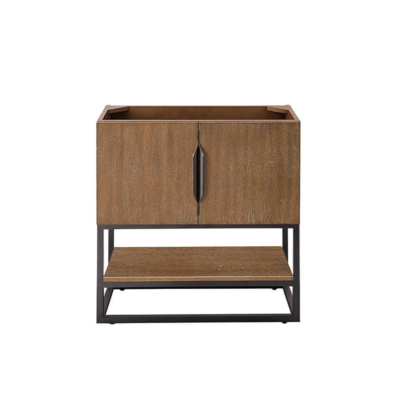 Columbia 31.5" Single Vanity in Latte Oak Matte Black Cabinet Only