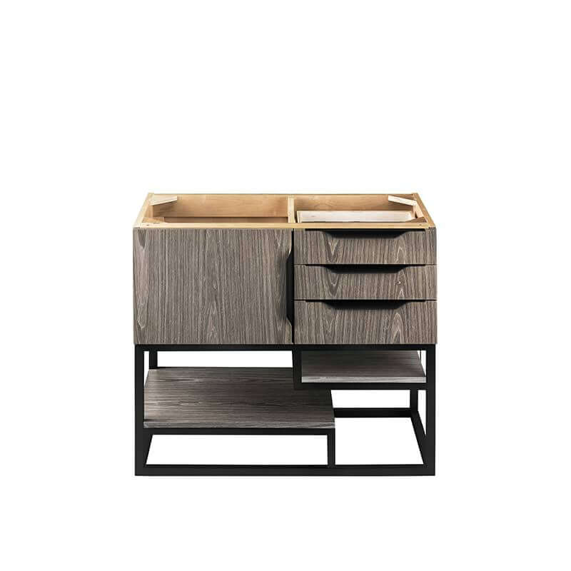 Columbia 36" Single Vanity in Ash Gray Matte Black Cabinet Only