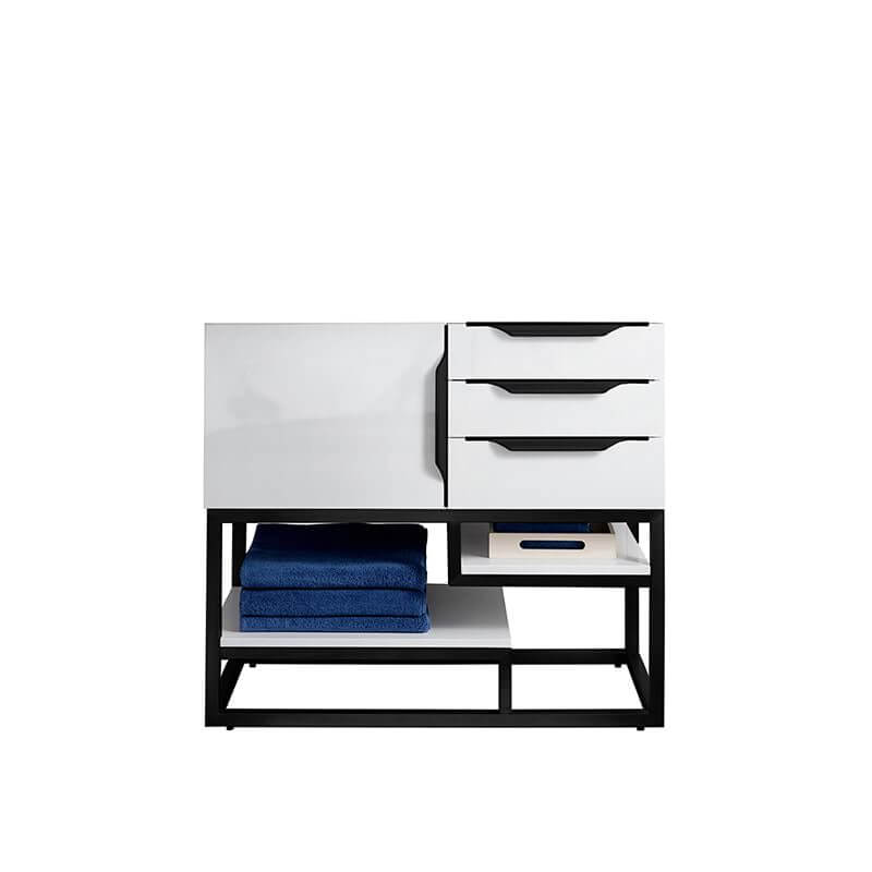 Columbia 36" Single Vanity in Glossy White Matte Black Cabinet Only