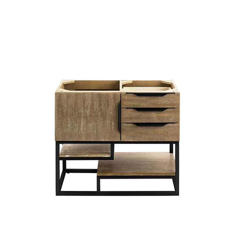 Columbia 36" Single Vanity in Latte Oak Matte Black Cabinet Only