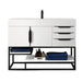 Columbia 48 Inch Single Vanity in Glossy White Matte Black With White Zeus Silestone Top