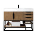 Columbia 48 Inch Single Vanity in Latte Oak Matte Black With White Zeus Silestone Top