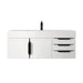Columbia 48 Inch Single Wall Mount Vanity in Glossy White Matte Black With White Zeus Silestone Top