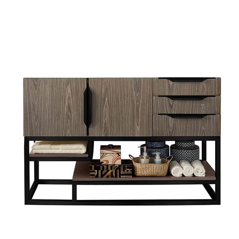 Columbia 48" Single Vanity in Ash Gray Matte Black Cabinet Only