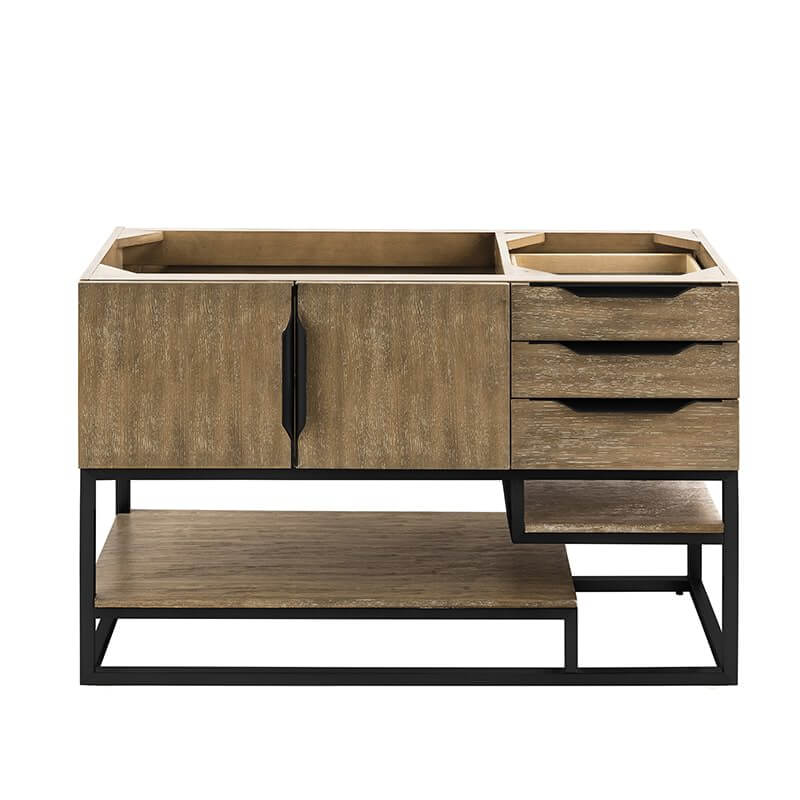Columbia 48" Single Vanity in Latte Oak Matte Black Cabinet Only