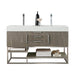 Columbia 59" Double Vanity in Ash Gray Brushed Nickel White Zeus Silestone Top