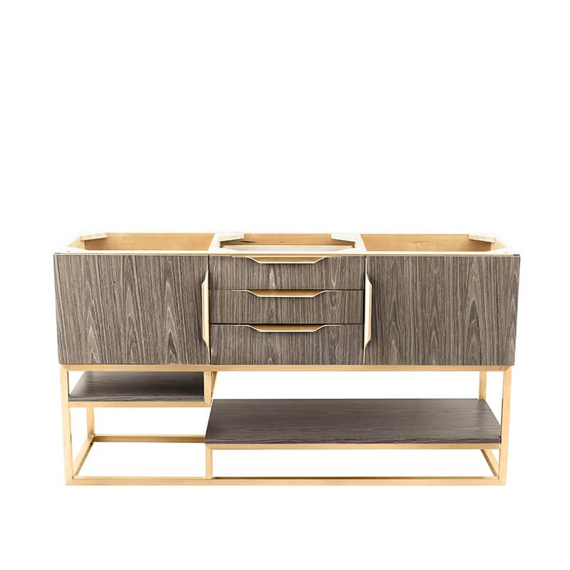 Columbia 59" Double Vanity in Ash Gray Radiant Gold Cabinet Only