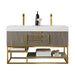 Columbia 59 Inch Double Vanity in Ash Gray Radiant Gold With White Zeus Silestone Top