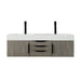 Columbia 59 Inch Double Wall Mount Vanity in Ash Gray Matte Black With White Zeus Silestone Top