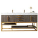 Columbia 72 Double Vanity Ash Gray Radiant Gold With White Zeus Silestone Top