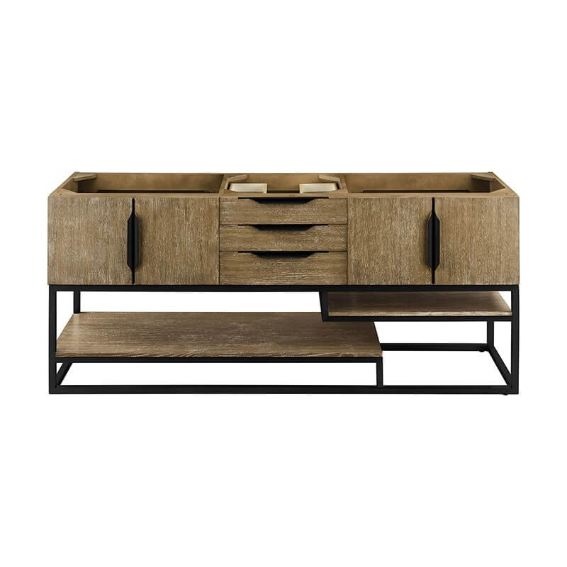 Columbia 72" Double Vanity Latte Oak Matte Black Cabinet Only