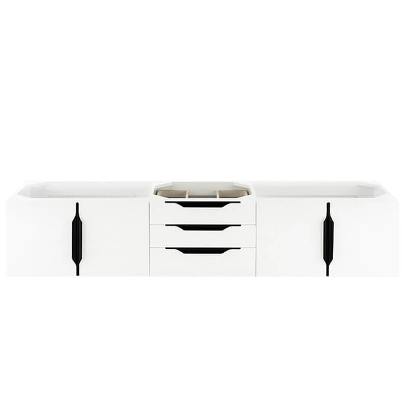 Columbia 72" Double Wall Mount Vanity in Glossy White Matte Black Cabinet Only