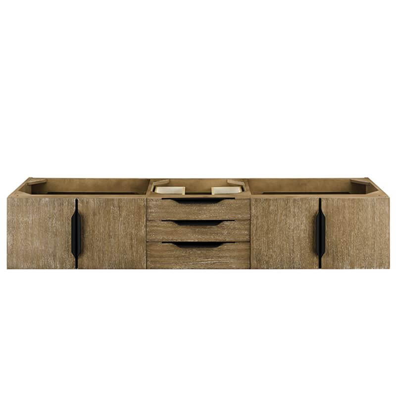 Columbia 72" Double Wall Mount Vanity in Latte Oak Matte Black Cabinet Only