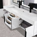 Columbia 72 Inch Double Wall Mount Vanity Corner View Open Drawers Up Close