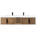 Columbia 72 Inch Double Wall Mount Vanity in Latte Oak Matte Black With White Zeus Silestone Top