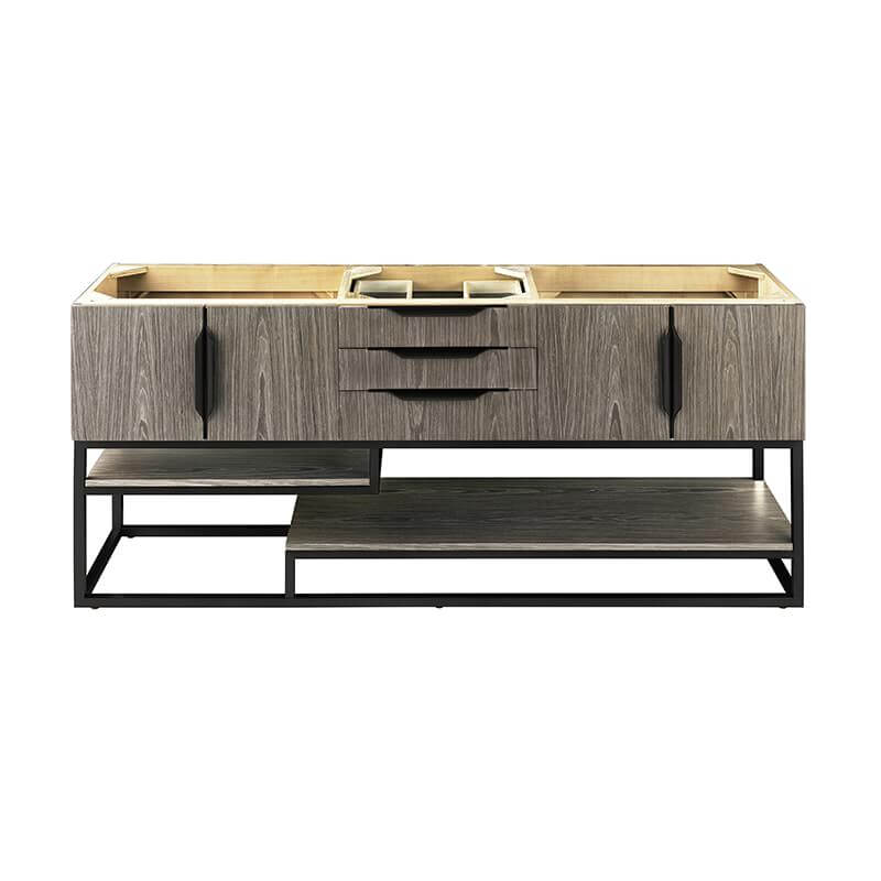 Columbia 72 Inch Single Vanity in Ash Gray Matte Black Cabinet Only