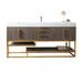 Columbia 72 Inch Single Vanity in Ash Gray Radiant Gold With White Zeus Silestone Top