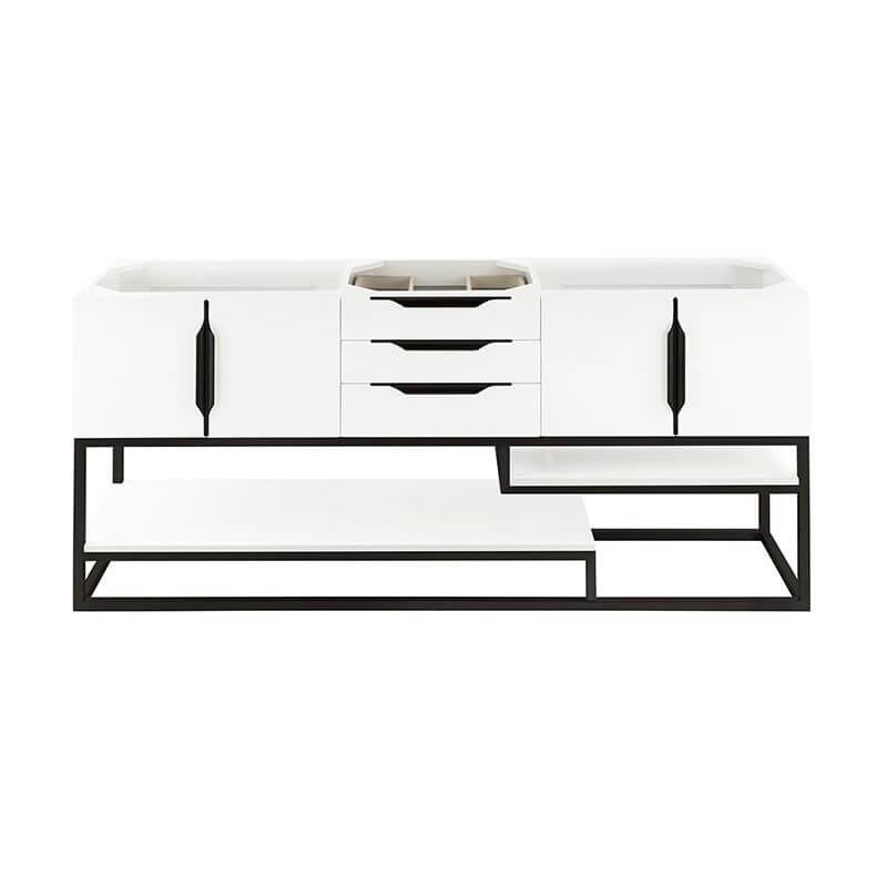 Columbia 72 Inch Single Vanity in Glossy White Matte Black Cabinet Only