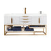 Columbia 72 Inch Single Vanity in Glossy White Radiant Gold With White Zeus Silestone Top