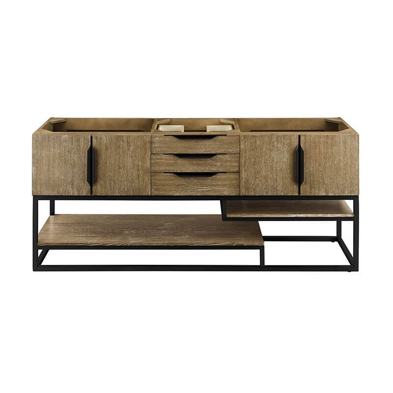 Columbia 72 Inch Single Vanity in Latte Oak Matte Black Cabinet Only