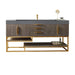 Columbia 72" Single Vanity in Ash Gray Radiant Gold With Dusk Grey Glossy Composite Stone Top