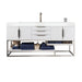 Columbia 72" Single Vanity in Glossy White Brushed Nickel White Zeus Silestone Top