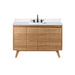 Coventry 48 Single Sink Teak Bathroom Vanity Natural Teak in Cala White Engineered Stone Front View