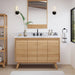 Coventry 48 Single Sink Teak Bathroom Vanity Natural Teak in Carrara White Marble Front View